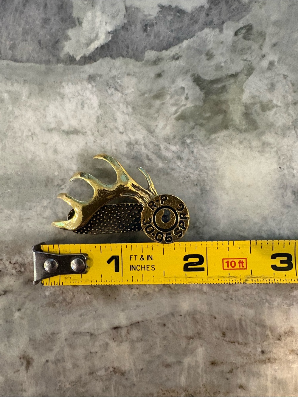 Brass Bullet Casing & Antler Money Clip - Gold Tone